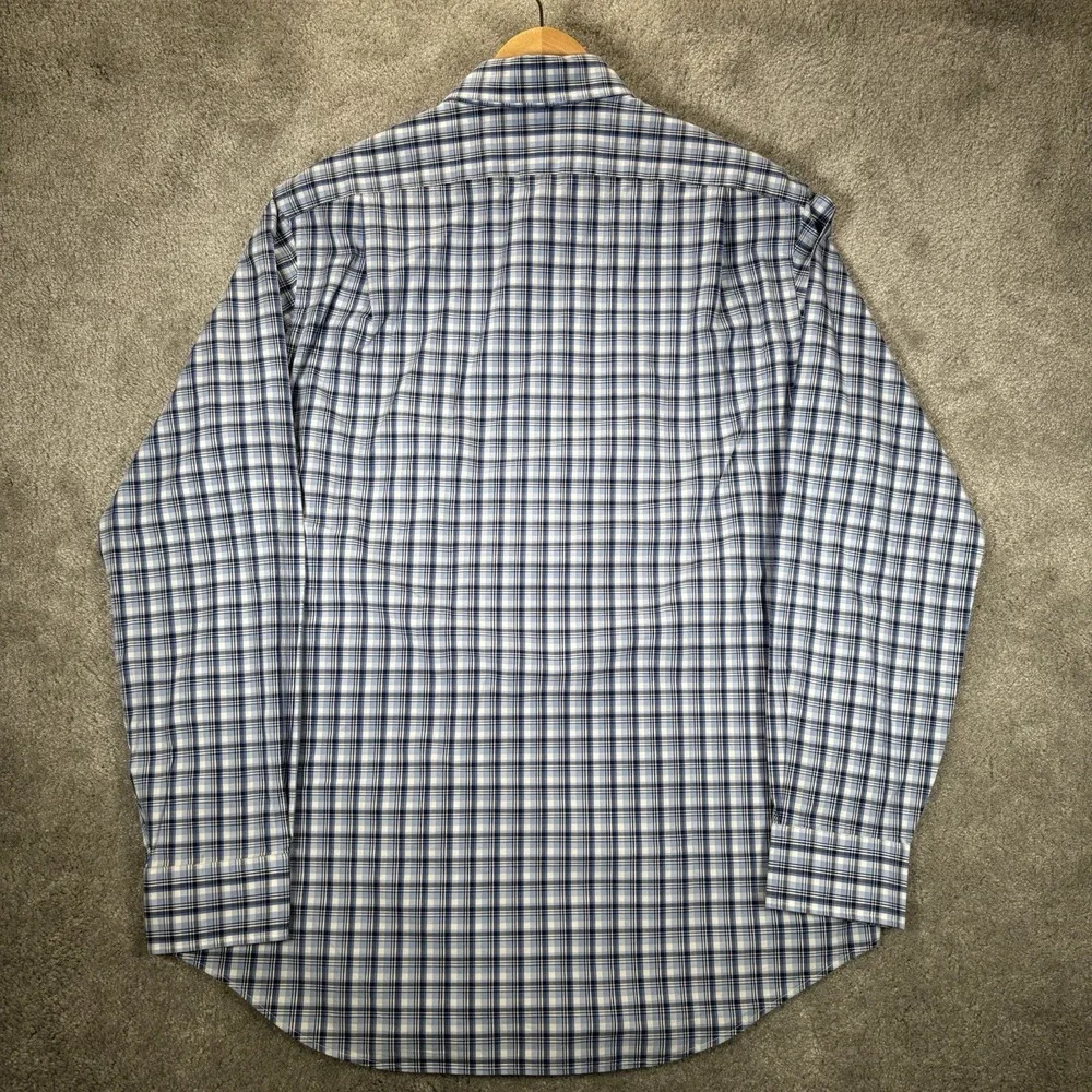 Polo Ralph Lauren Shirt Mens L Blue Plaid Stretch Lightweight Long Sleeve Logo